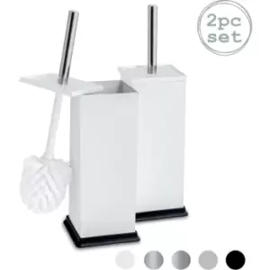 Harbour Housewares Square Toilet Brushes - White - Pack of 2