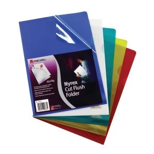 Rexel Nyrex A4 Cut Flush Folders Assorted Colours - 1 x Pack of 25 Folders