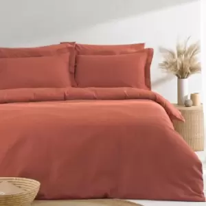 The Linen Yard Waffle Super King Duvet Cover Set Cotton Red Clay