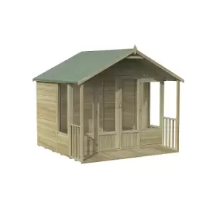 Forest Garden Oakley 8X8 Apex Overlap Solid Wood Summer House With Double Door (Base Included)