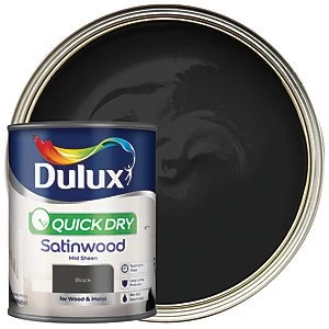 Dulux Quick Dry Black Satinwood Mid Sheen Paint 750ml