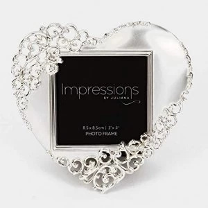 3" x 3" - Impressions Silver Plated Ornate Heart Photo Frame