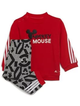 adidas Unisex Mickey Mouse Crew & Pant Set - Black/Red/White, Black/Red/White, Size 12-18 Months, Women