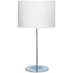 Searchlight Lighting - Searchlight Carter - 1 Light Round Table Lamp Chrome with White Fabric Shade, E27
