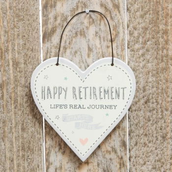 Love Life Mini Heart Plaque - Happy Retirement