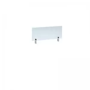 Desktop clear acrylic screen topper with white brackets 800mm wide