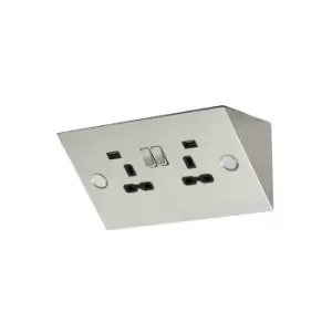 Knightsbridge 13A 2G Mounting Switched Socket with Dual USB Charger (2.4A) - Stainless Steel with Black insert