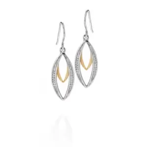 Silver Gold Plated Double Marquise Dangly Cubic Zirconia Pave Earrings E4678C