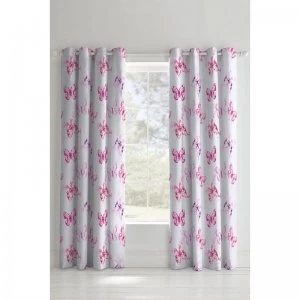 Butterfly Lined Pink Curtains