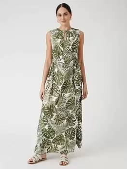Wallis Leaf Print Sleeveless Maxi Dress - Green, Size 12, Women
