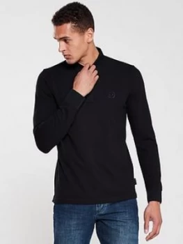 Armani Exchange Long Sleeved Logo Polo Shirt Black Size L Men