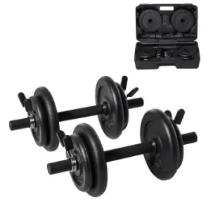 Homcom Adjustable Dumbbell Set Lifting Training Home Gym Office Black