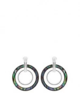 Mood Silver Plated Abalone Circle Drop Earrings