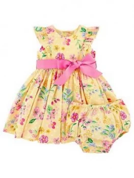 Monsoon Baby Girls Florence Dress - Yellow, Size 12-18 Months