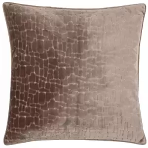 Bloomsbury Geometric Cut Velvet Piped Edge Cushion Cover, Taupe, 50 x 50 Cm - Paoletti