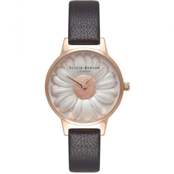 3D Daisy Silver Rose Gold & Black Watch