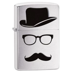 Zippo Moustache and Hat Brushed Chrome Windproof Lighter