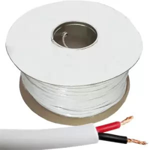 25m Double Insulated Speaker Cable 2.01mmA² White 100V Volt PA System Reel Drum