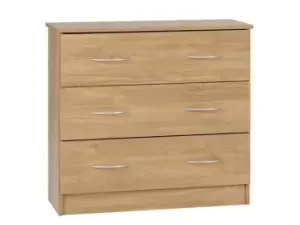 Seconique Bellingham Oak 3 Drawer Chest of Drawers
