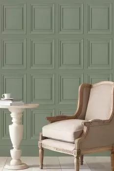 Laura Ashley Redbrook Wood Panel Wallpaper - Green