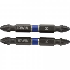 Irwin Double Ended Impact Pozi Screwdriver Bit PZ2 60mm Pack of 2