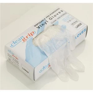 Disposable Gloves Vinyl Large Clear 1 x Pack of 100 Gloves