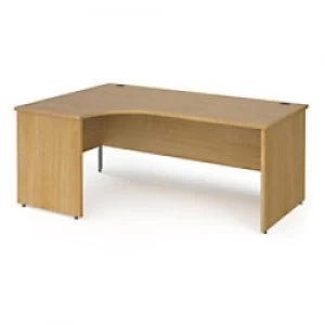 Dams International Left Hand Ergonomic Desk with Oak Coloured MFC Top and Silver Panel Ends and Silver Frame Corner Post Legs Contract 25 1800 x 1200