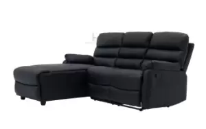 Carter Black Leather Corner Sofa with Left Chaise