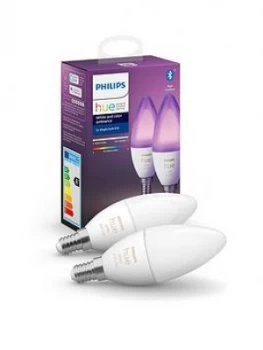 Philips Hue White And Colour Ambiance Bluetooth Twin Pack E14