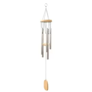 Garden Wooden Wind Chime with 5 Aluminium Tubes