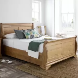 Bordeaux Wooden Sleigh Bed - Oak - Super King Size Bed Frame Only - Light Wood