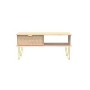 Ready Assembled Hirato 1 Drawer Coffee Table Bardolino With Gold Metal Hairpin Legs