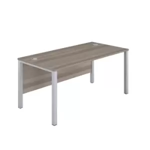 1400X600 Goal Post Rectangular Desk Grey Oak - Silver