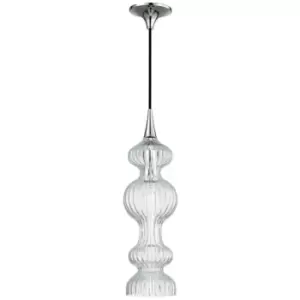 Pomfret 1 Light Pendant With Clear Glass Polished Nickel, Glass