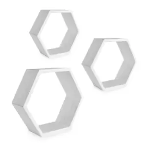 Hexagon Floating Shelves - Set of 3 White M&amp;W
