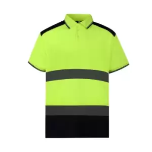 Yoko Adults Unisex Two Tone Short Sleeve Polo Shirt (S) (Yellow/Navy)