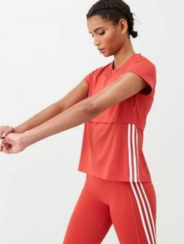 Adidas 3S Cap Sleeve Tee - Red, Size S, Women