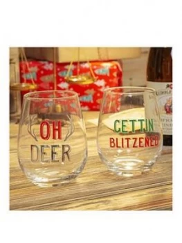 Set Of 2 Oh Deer And Getting Blitzened Christmas Tumblers