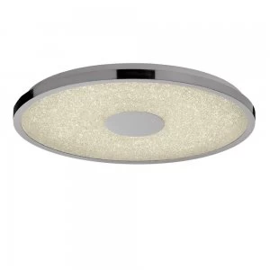 Flush Ceiling Light 48cm Round 40W LED 3000-6500K Tuneable, 3200lm, Remote Control Chrome, Acrylic