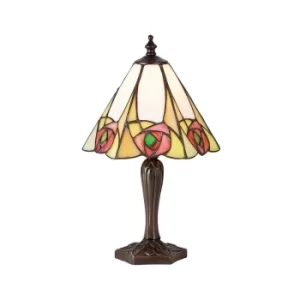 Ingram 1 Light Small Table Lamp Tiffany Glass, Dark Bronze Paint with Highlights, E14