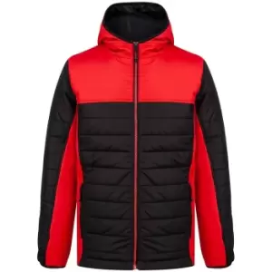 Finden & Hales Mens Contrast Padded Jacket (XL) (Black/Red)