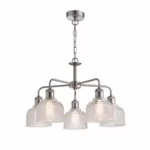 Nielsen Giuliano5 Way Elegant Ceiling Light Traditional Chandelier, Satin Silver Finish With Halophane Glass Shades