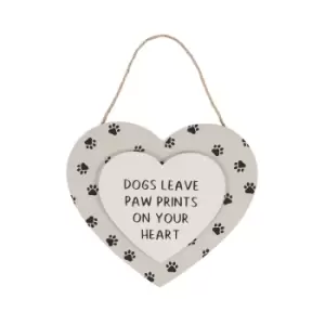 Dogs Leave Paw Prints Hanging Heart Sign