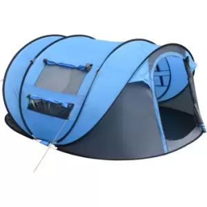Camping Tent Dome Pop-up Tent with Windows for 4-5 Person Sky Blue - Sky Blue - Outsunny