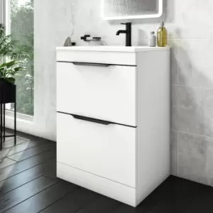 600mm White Freestanding Vanity Unit with Basin - Sion