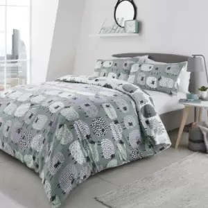 Fusion Dotty Sheep Duck Egg Duvet Cover and Pillowcase Set Blue, Black and White