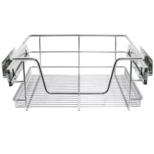 4 x Kitchen Pull Out Soft Close Baskets, 400mm Wide Cabinet, Slide Out Wire Storage Drawers - Silver - Kukoo