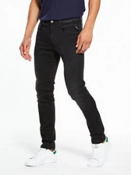 Replay Hyperflex Anbass Slim Fit Jeans Washed Black Size 38 Length Regular Men