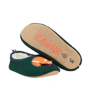 Joules Boys Dino Slip On Slippers - Green, Size S