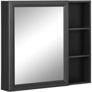 kleankin Bathroom Cabinet Mirrored Door Wall Mounted Cabinet w/ Storage Shelves Grey - Grey